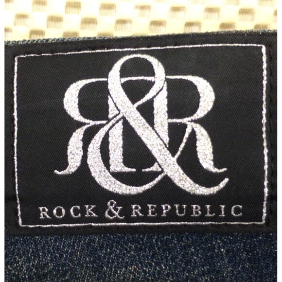 Rock & Republic Kasandra Bootcut Jeans 8L Womens Dark Wash Embroidered Pockets - Picture 12 of 12